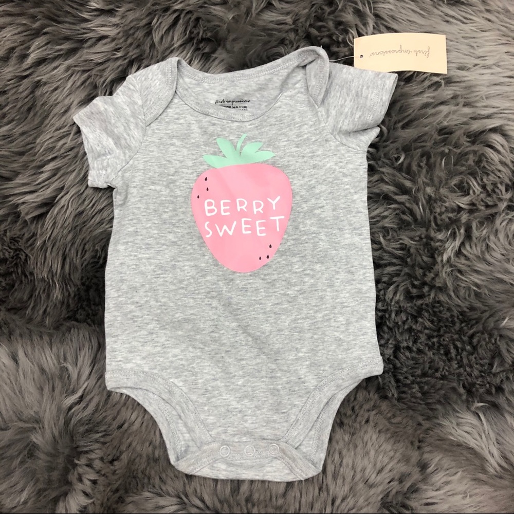 First Impressions Infant Bodysuit | 3-6M | Berry Sweet | Grey